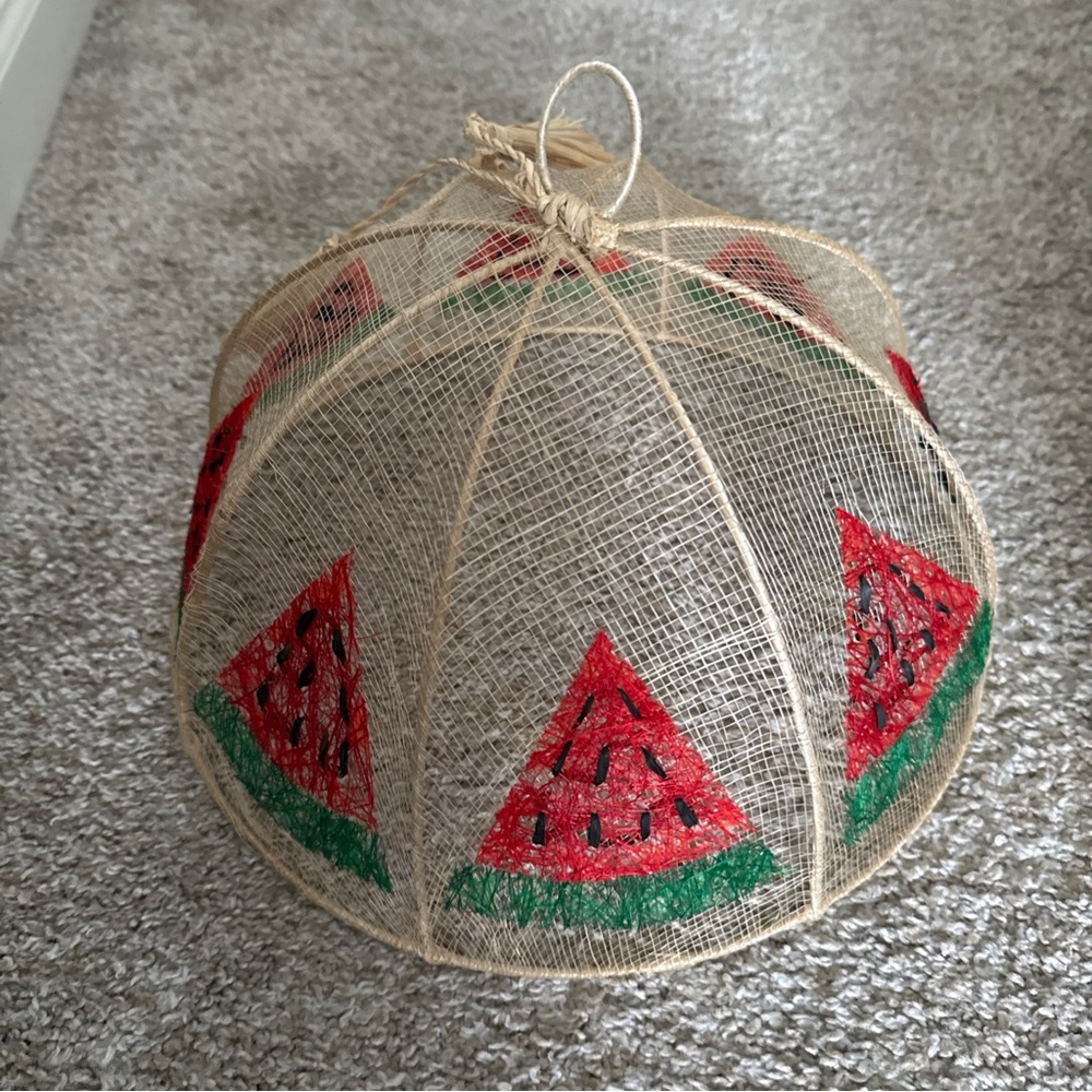 Sinamay Food Tent Cover Handcrafted Diameter-14" Watermelon Fruit Design